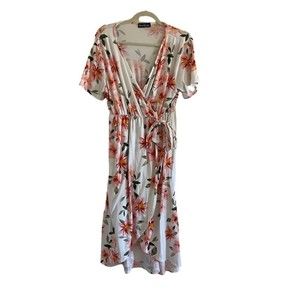 DUETIME maternity women’s floral high low dress size large